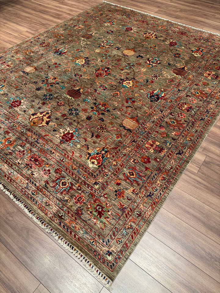 Sultani Binbirgece Original Hand-Woven Beige Vegetable Dyed Wool Carpet 253x308 7.79 Square Meters - 8x10 ft