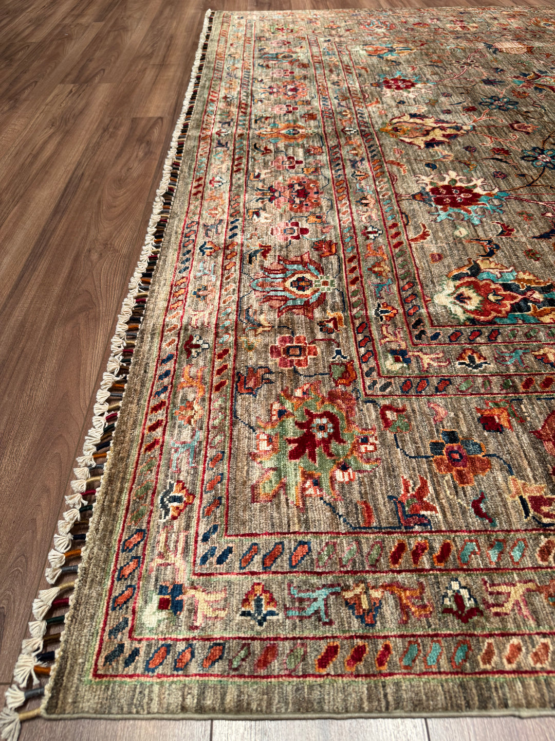 Sultani Binbirgece Original Hand-Woven Beige Vegetable Dyed Wool Carpet 253x308 7.79 Square Meters - 8x10 ft