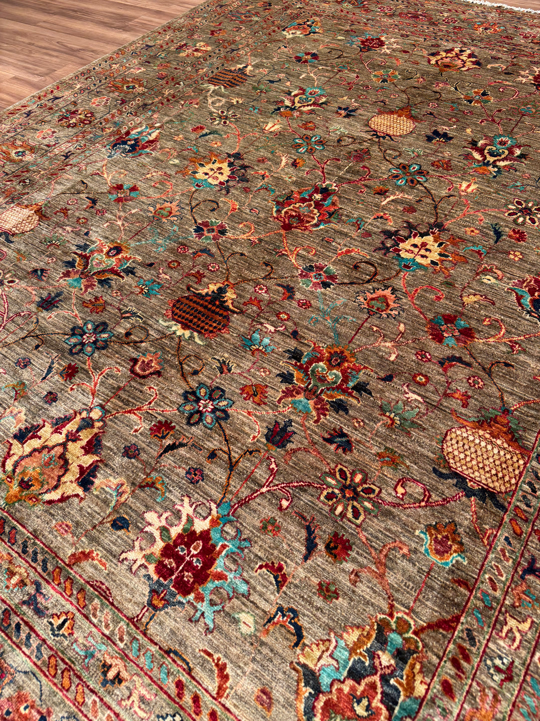 Sultani Binbirgece Original Hand-Woven Beige Vegetable Dyed Wool Carpet 253x308 7.79 Square Meters - 8x10 ft