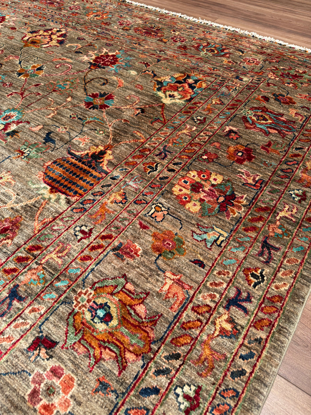 Sultani Binbirgece Original Hand-Woven Beige Vegetable Dyed Wool Carpet 253x308 7.79 Square Meters - 8x10 ft