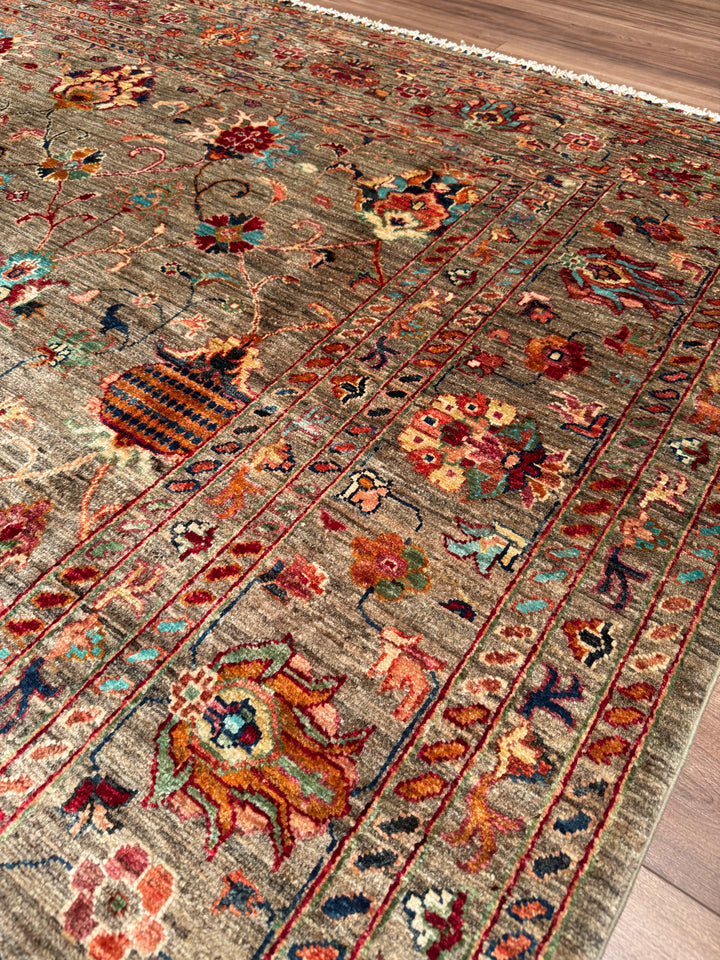 Sultani Binbirgece Original Hand-Woven Beige Vegetable Dyed Wool Carpet 253x308 7.79 Square Meters - 8x10 ft