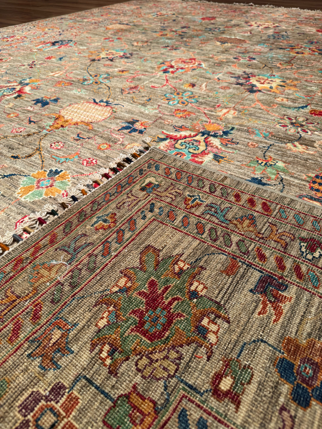 Sultani Binbirgece Original Hand-Woven Beige Vegetable Dyed Wool Carpet 253x308 7.79 Square Meters - 8x10 ft