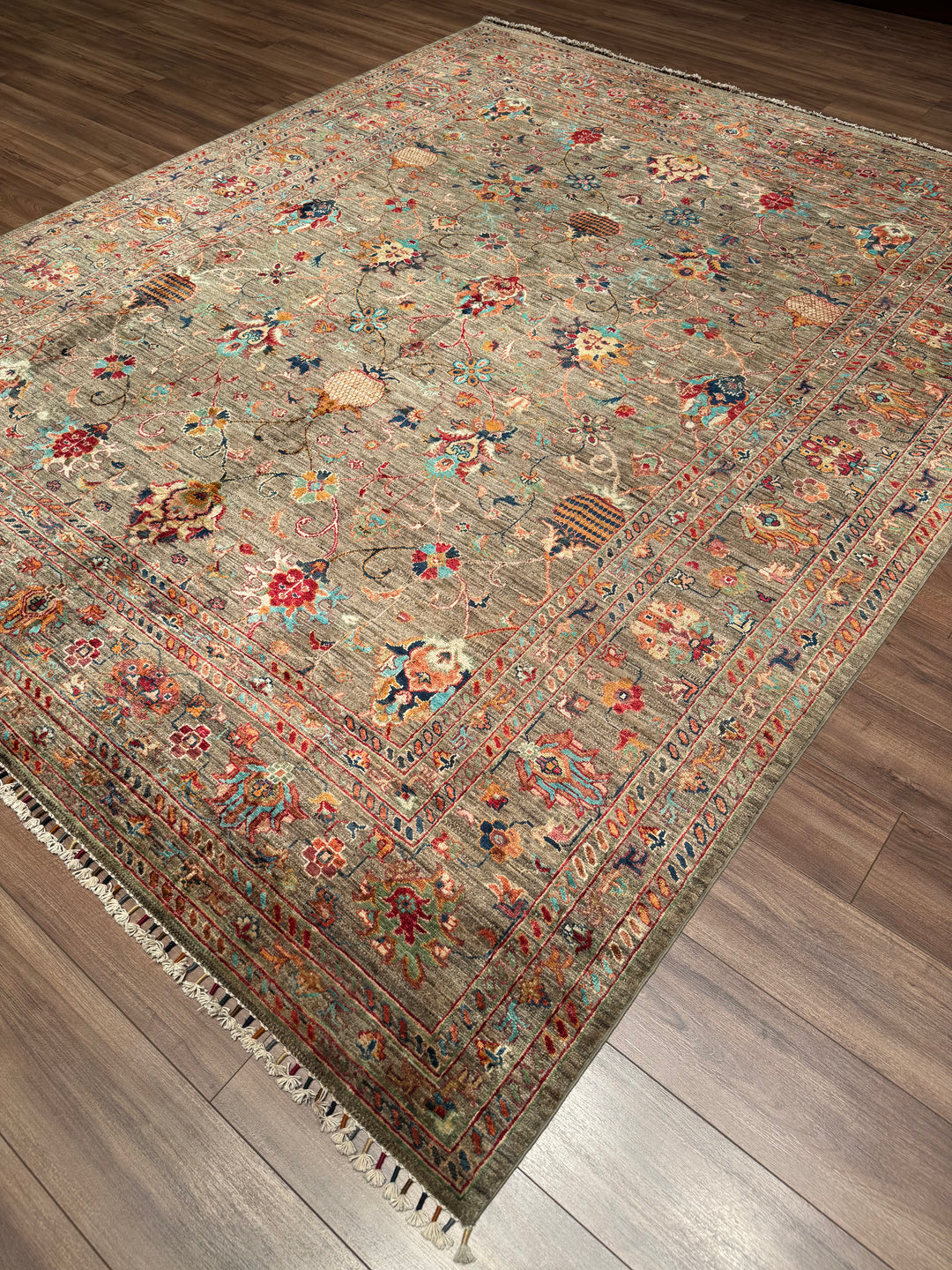 Sultani Binbirgece Original Hand-Woven Beige Vegetable Dyed Wool Carpet 253x308 7.79 Square Meters - 8x10 ft