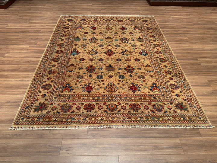 Sultani Binbirgece Original Hand Woven Beige Vegetable Dyed Wool Carpet 252x321 8.09 Square Meters - 8x10 ft