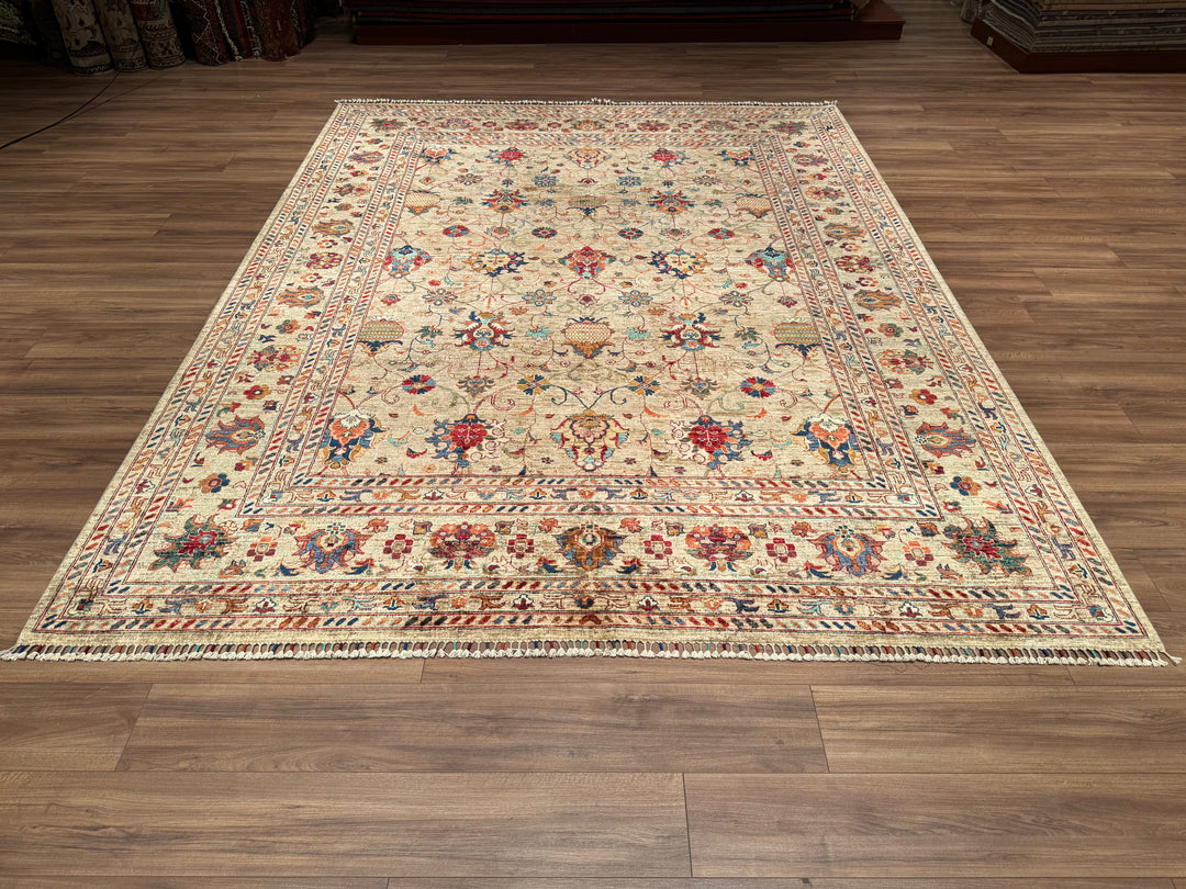 Sultani Binbirgece Original Hand Woven Beige Vegetable Dyed Wool Carpet 252x321 8.09 Square Meters - 8x10 ft