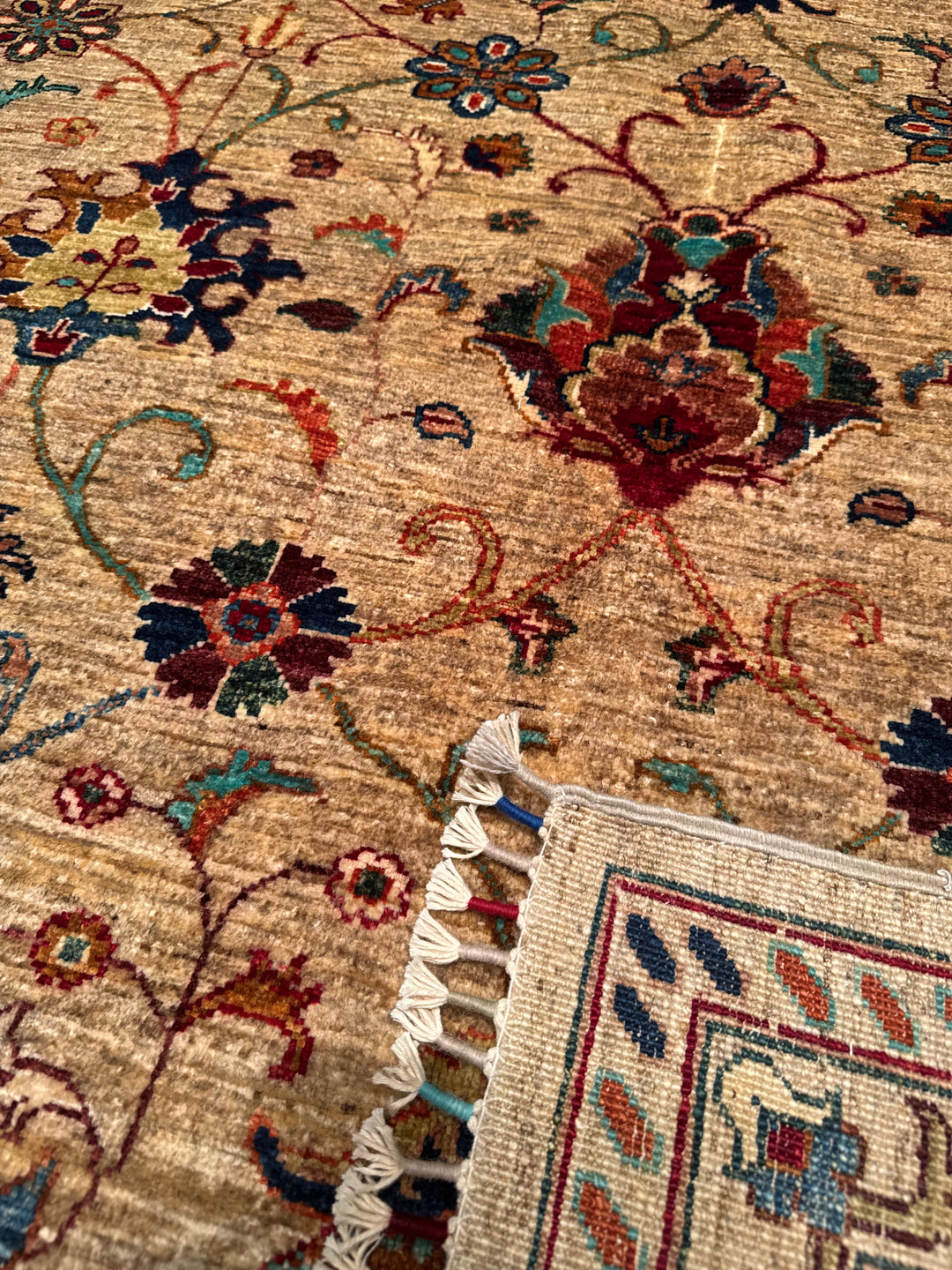 Sultani Binbirgece Original Hand Woven Beige Vegetable Dyed Wool Carpet 252x321 8.09 Square Meters - 8x10 ft