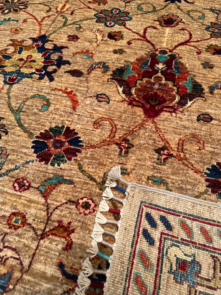 Sultani Binbirgece Original Hand Woven Beige Vegetable Dyed Wool Carpet 252x321 8.09 Square Meters - 8x10 ft