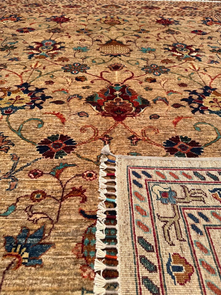 Sultani Binbirgece Original Hand Woven Beige Vegetable Dyed Wool Carpet 252x321 8.09 Square Meters - 8x10 ft