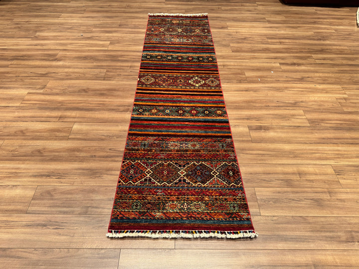 Khorjin Original Hand Woven Runner Multi Vegetable Dyed Wool Carpet 0.79x296 2.34 Square Meters - 2x9 ft