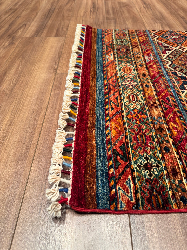 Khorjin Original Hand Woven Runner Multi Vegetable Dyed Wool Carpet 0.79x296 2.34 Square Meters - 2x9 ft