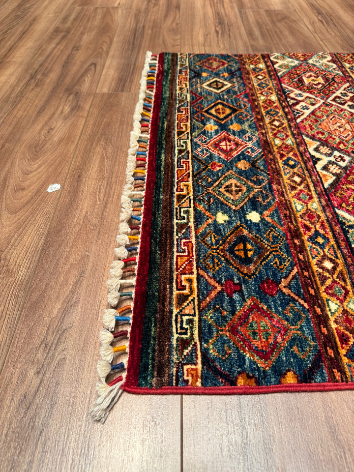 Khorjin Original Hand Woven Runner Multi Vegetable Dyed Wool Carpet 0.82x273 2.24 Square Meters - 2x9 ft