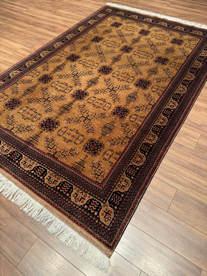 Afghan Carpet Bilcik Original Hand Woven Brown Vegetable Dyed Wool 200x299 5.98 Square Meters - 7x10 ft