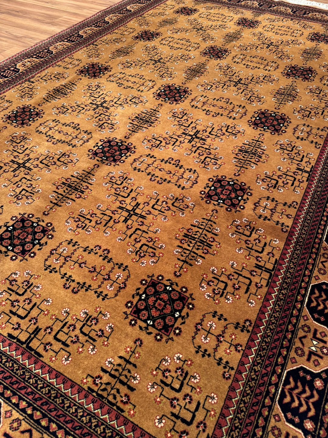 Afghan Carpet Bilcik Original Hand Woven Brown Vegetable Dyed Wool 200x299 5.98 Square Meters - 7x10 ft