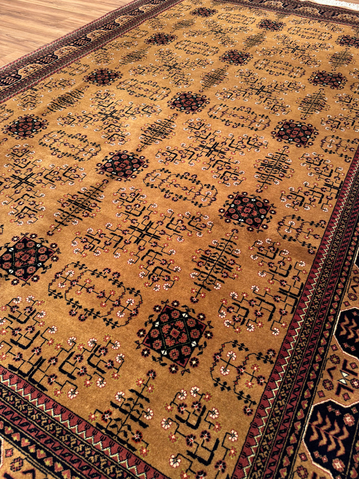 Afghan Carpet Bilcik Original Hand Woven Brown Vegetable Dyed Wool 200x299 5.98 Square Meters - 7x10 ft