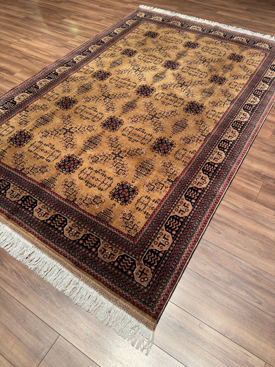 Afghan Carpet Bilcik Original Hand Woven Brown Vegetable Dyed Wool 200x299 5.98 Square Meters - 7x10 ft