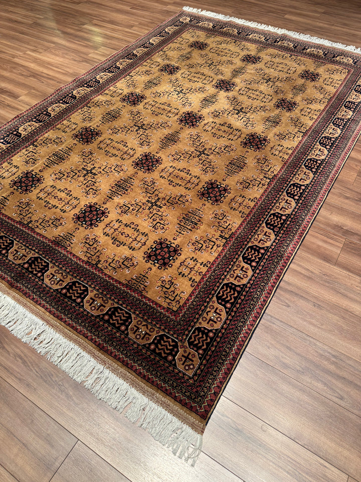 Afghan Carpet Bilcik Original Hand Woven Brown Vegetable Dyed Wool 200x299 5.98 Square Meters - 7x10 ft