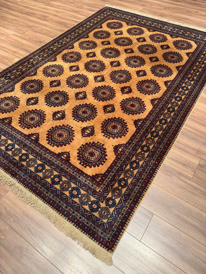 Afgan Halısı Bilcik Orijinal El Dokuması Kahverengi Kök Boya Yün 199x295 5.87 Metrekare - 7x10 ft