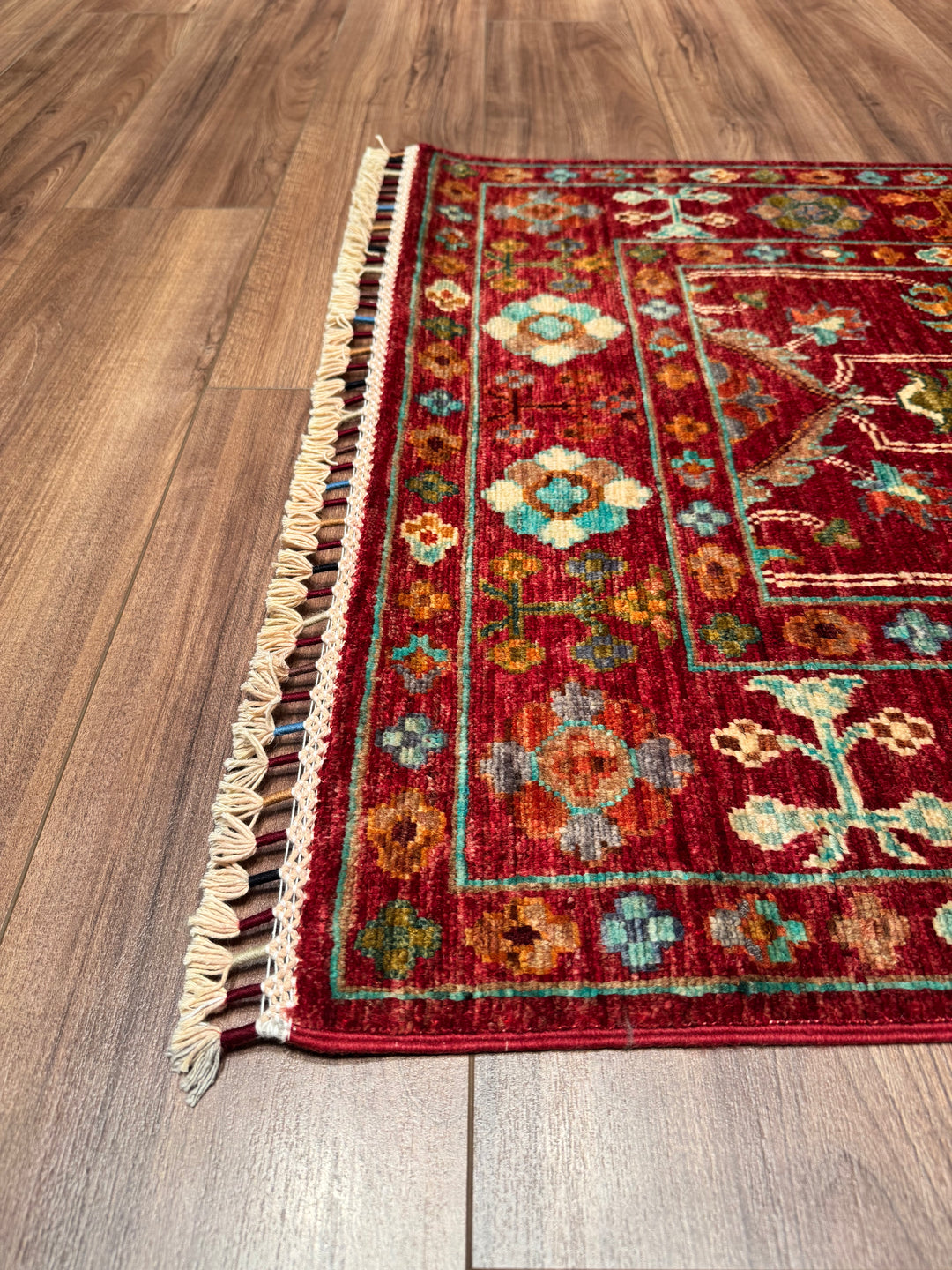 Sultani Binbirgece Runner Original Hand Woven Red Vegetable Dyed Wool Carpet 0.81x262 2.12 Square Meters - 3x8 ft