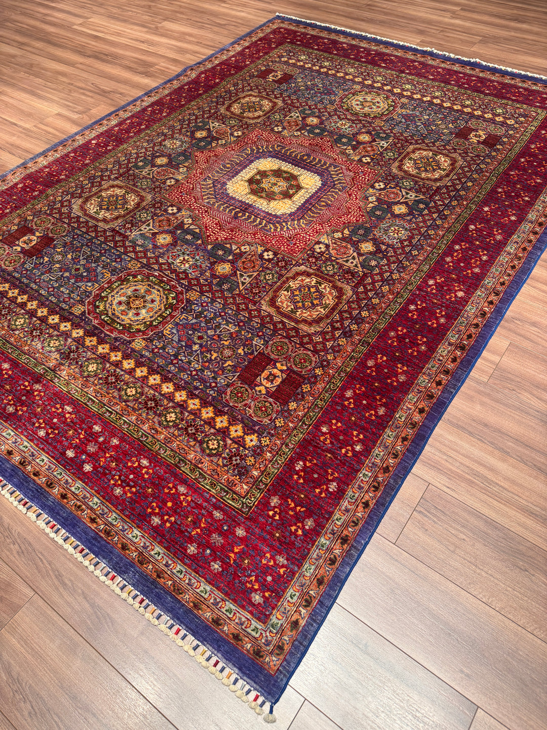 Memlük Orijinal El Dokuması Kırmızı Kök Boya Yün Halı 210x300 6.30 Metrekare - 7x10 ft