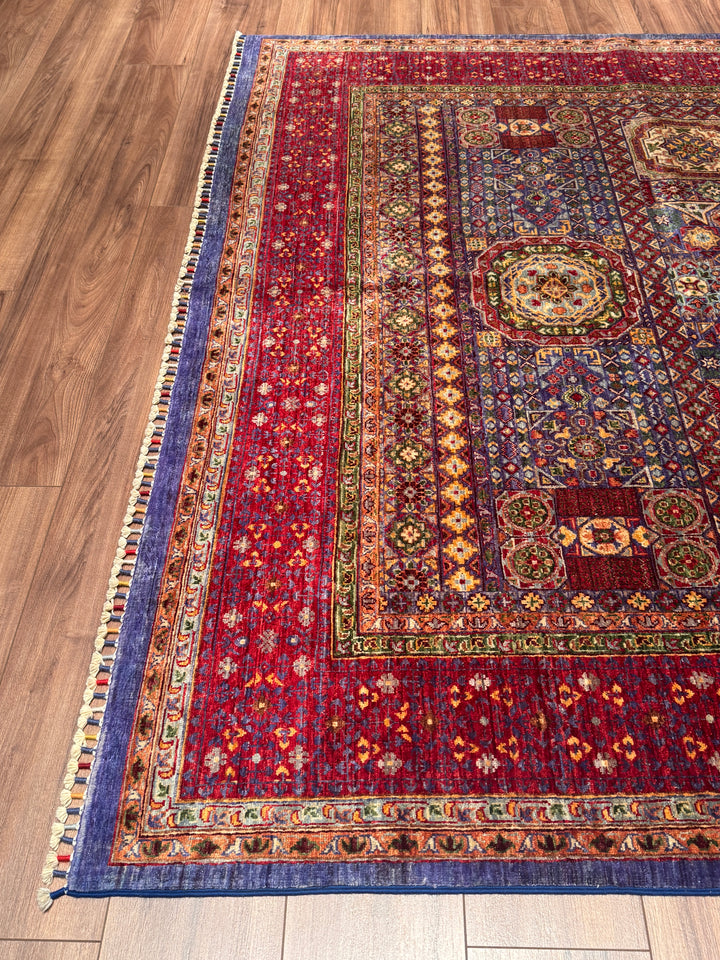 Memlük Orijinal El Dokuması Kırmızı Kök Boya Yün Halı 210x300 6.30 Metrekare - 7x10 ft