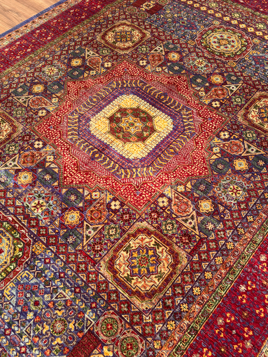 Memlük Orijinal El Dokuması Kırmızı Kök Boya Yün Halı 210x300 6.30 Metrekare - 7x10 ft