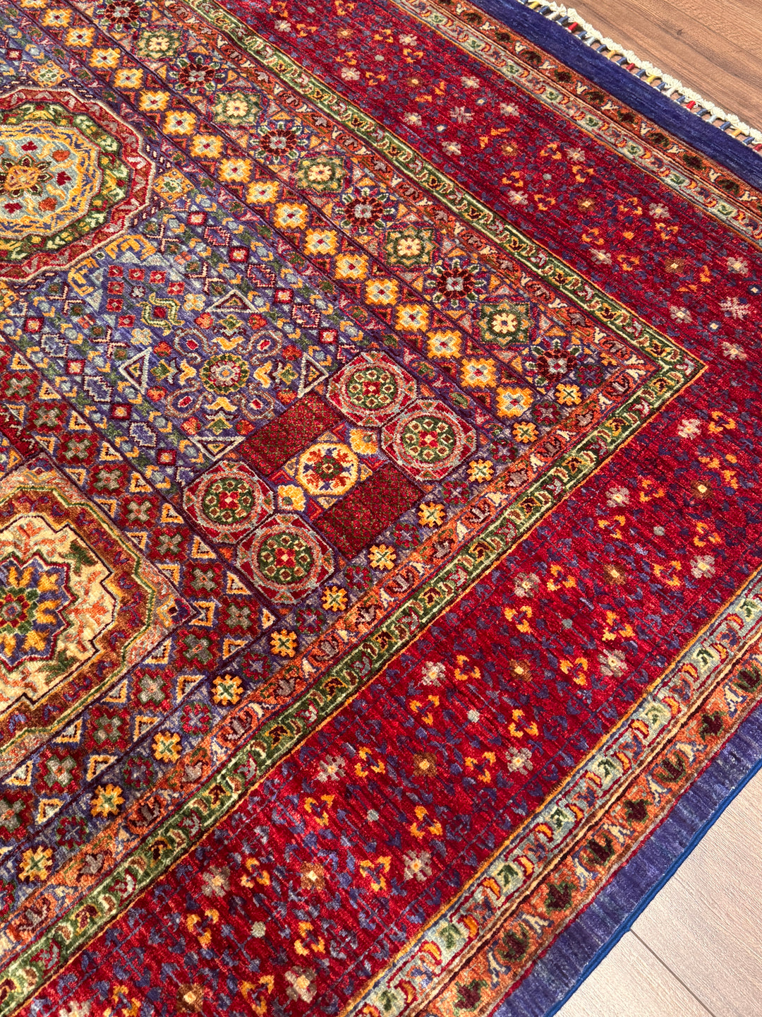 Memlük Orijinal El Dokuması Kırmızı Kök Boya Yün Halı 210x300 6.30 Metrekare - 7x10 ft