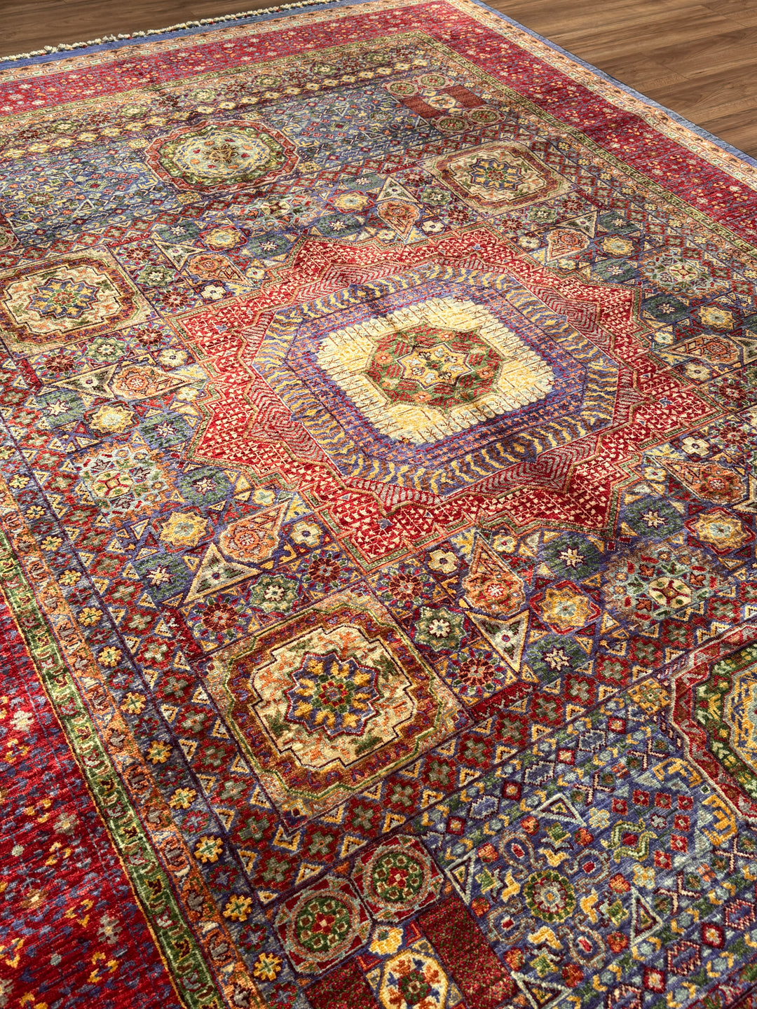 Memlük Orijinal El Dokuması Kırmızı Kök Boya Yün Halı 210x300 6.30 Metrekare - 7x10 ft