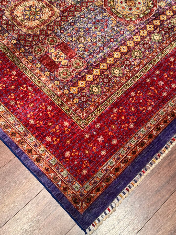 Memlük Orijinal El Dokuması Kırmızı Kök Boya Yün Halı 210x300 6.30 Metrekare - 7x10 ft