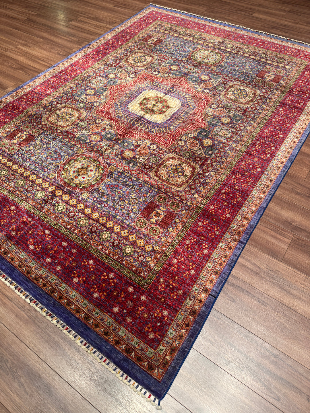 Memlük Orijinal El Dokuması Kırmızı Kök Boya Yün Halı 210x300 6.30 Metrekare - 7x10 ft