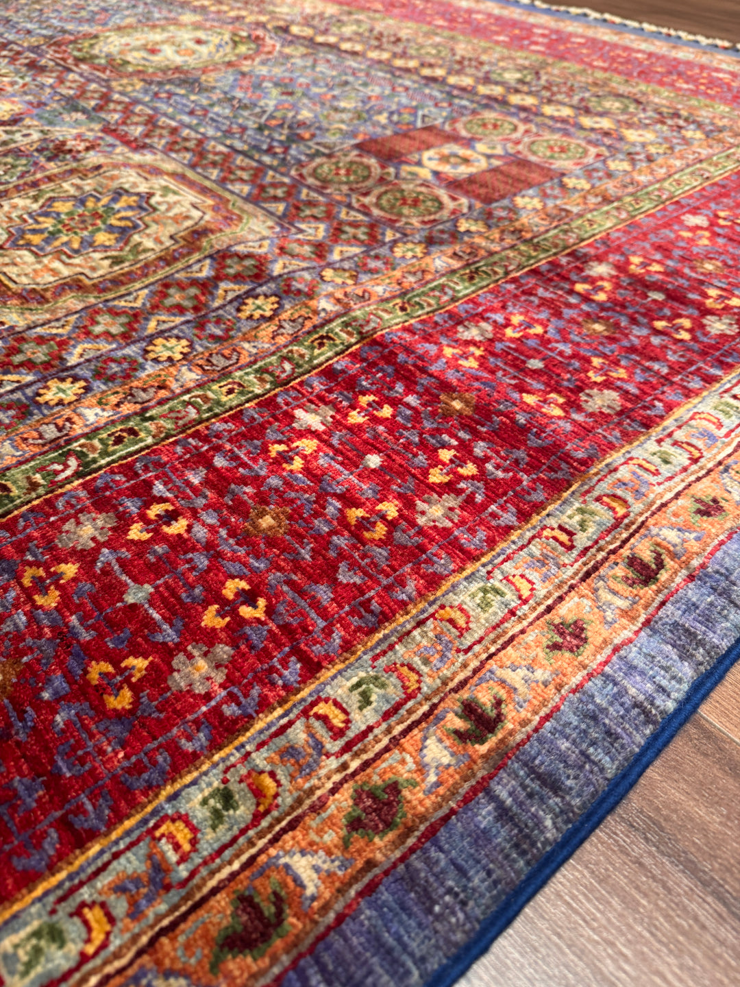 Memlük Orijinal El Dokuması Kırmızı Kök Boya Yün Halı 210x300 6.30 Metrekare - 7x10 ft