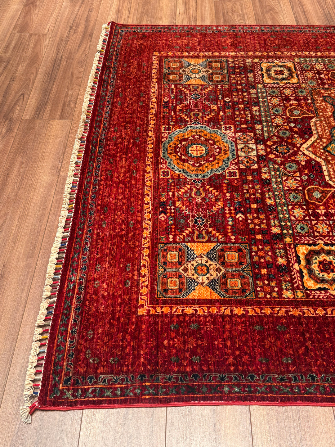 Memlük Orijinal El Dokuması Kırmızı Kök Boya Yün Halı 173x238 4.12 Metrekare - 5x8 ft