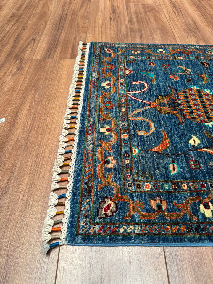 سجادة صوفية أصلية منسوجة يدويًا من Sultani Floral Runner باللون البيج بمقاس 0.74 × 216 متر مربع - 2 × 7 قدم