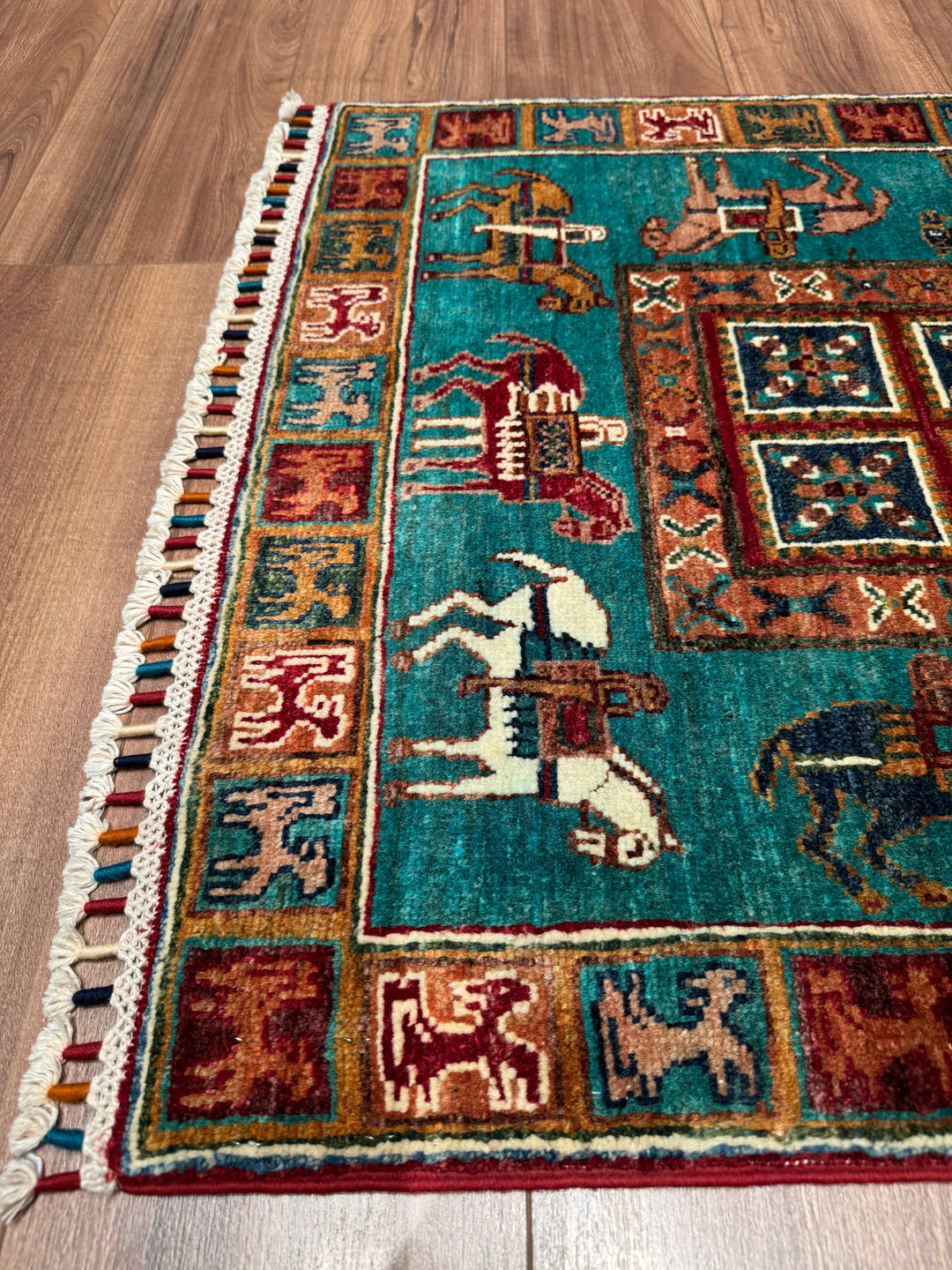 سجادة صوف أصلية من Pazırık Runner منسوجة يدويًا متعددة الجذور 0.78x297 2.32 متر مربع - 3x10 قدم 