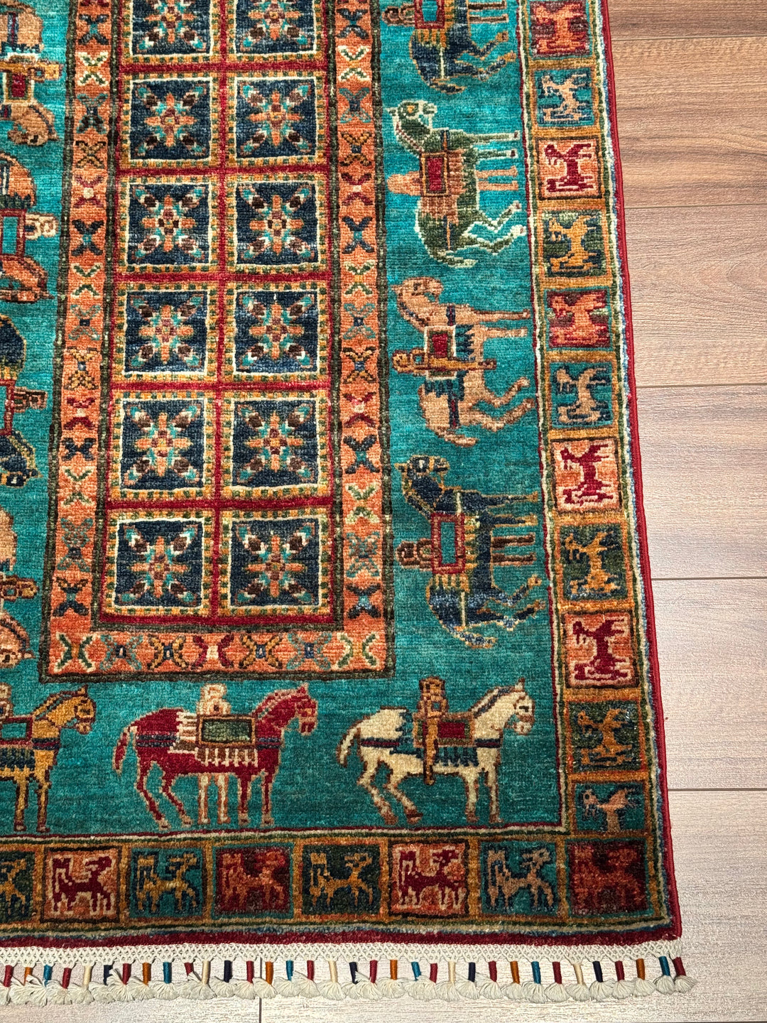 سجادة صوف أصلية من Pazırık Runner منسوجة يدويًا متعددة الجذور 0.78x297 2.32 متر مربع - 3x10 قدم 