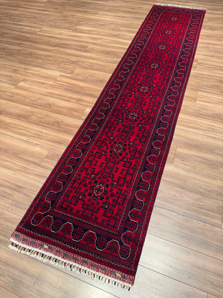 Afghan Rug Hamyap Runner Original Hand Woven Vegetable Dyed Wool 0.82x383 3.14 Square Meters - 3x13 ft