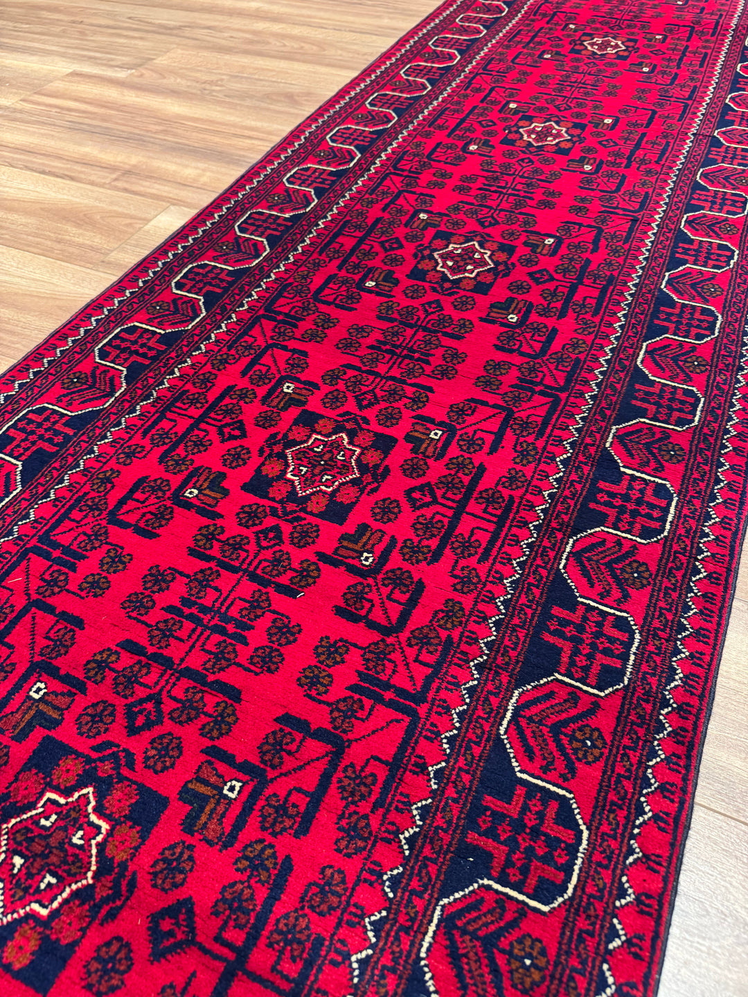 Afghan Rug Hamyap Runner Original Hand Woven Vegetable Dyed Wool 0.82x383 3.14 Square Meters - 3x13 ft