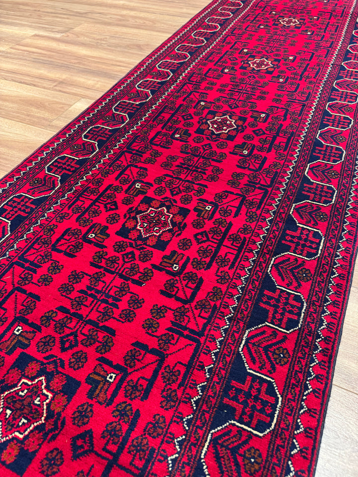 Afghan Rug Hamyap Runner Original Hand Woven Vegetable Dyed Wool 0.82x383 3.14 Square Meters - 3x13 ft