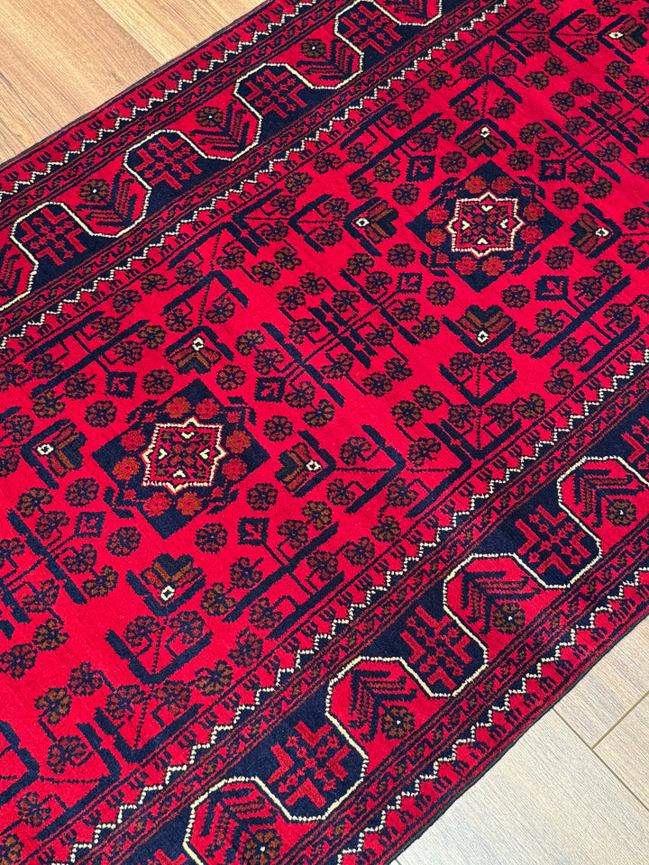 Afghan Rug Hamyap Runner Original Hand Woven Vegetable Dyed Wool 0.82x383 3.14 Square Meters - 3x13 ft