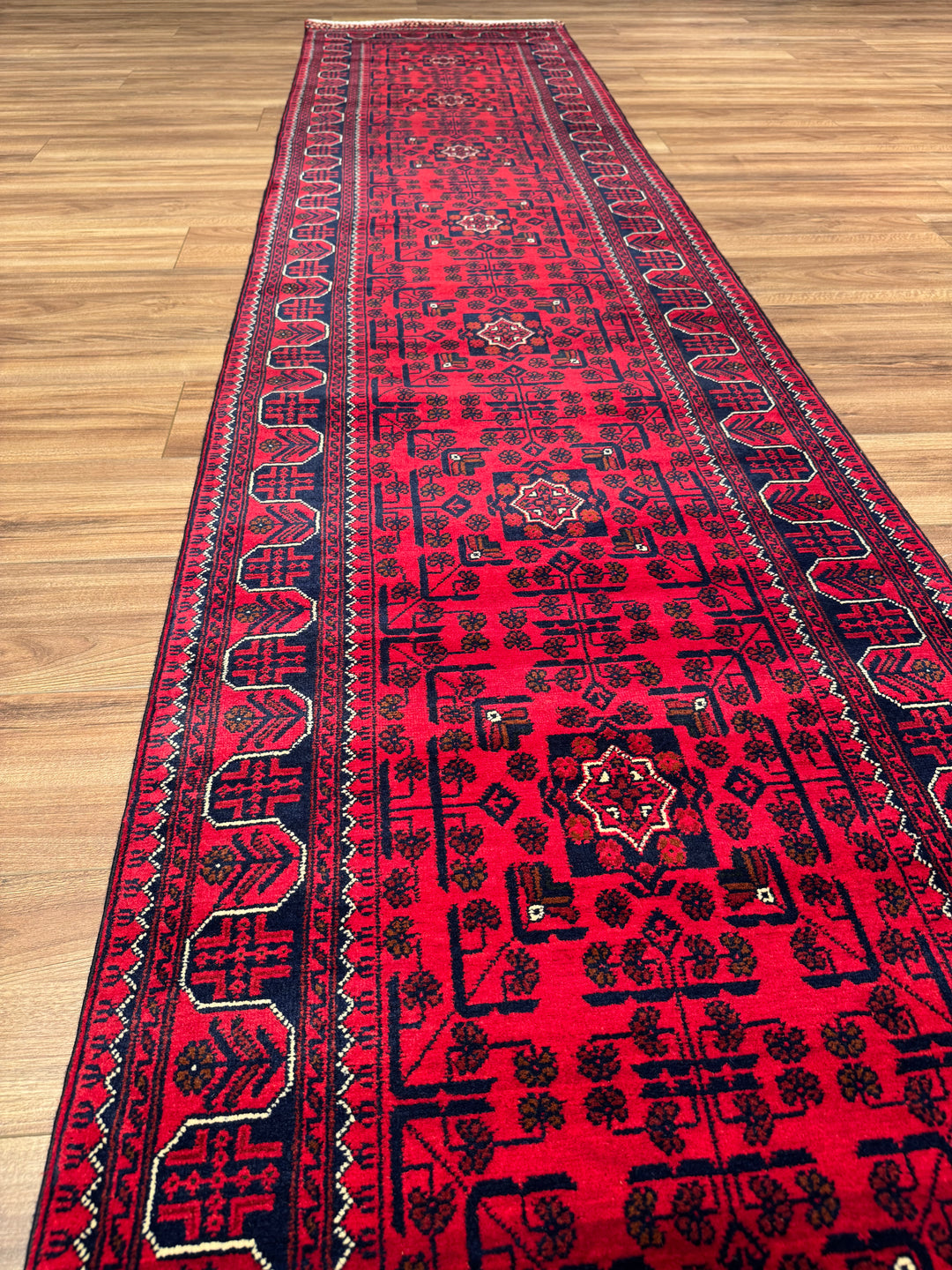 Afghan Rug Hamyap Runner Original Hand Woven Vegetable Dyed Wool 0.82x383 3.14 Square Meters - 3x13 ft