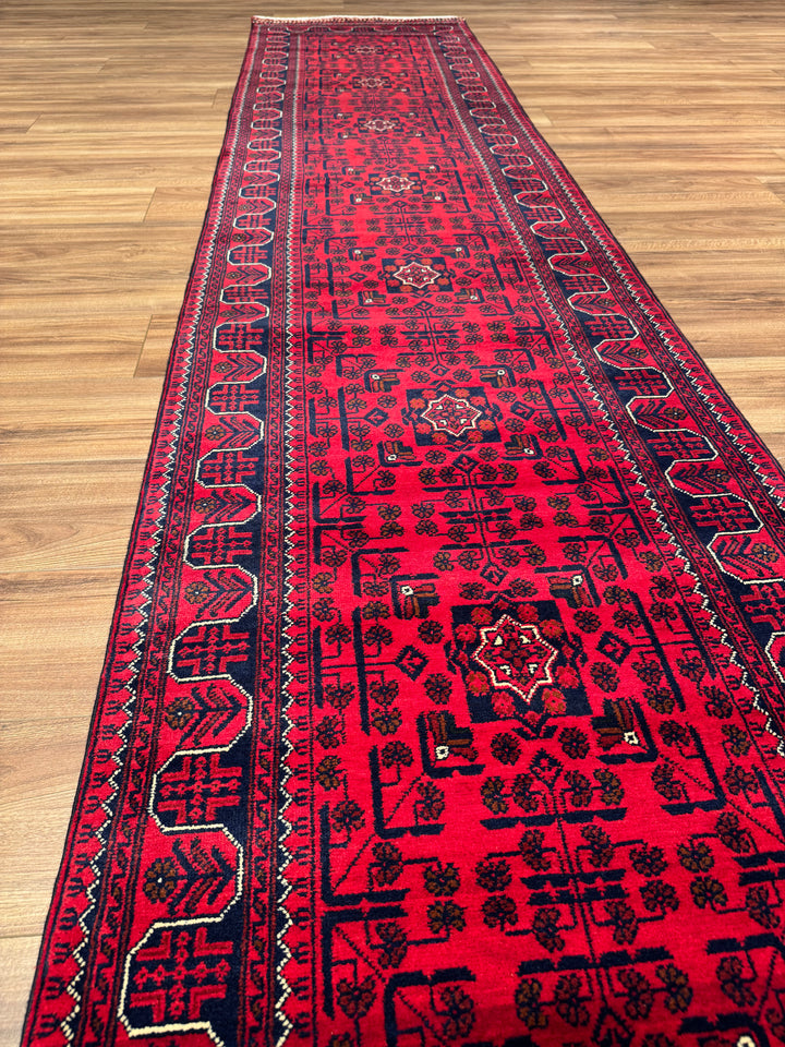 Afghan Rug Hamyap Runner Original Hand Woven Vegetable Dyed Wool 0.82x383 3.14 Square Meters - 3x13 ft