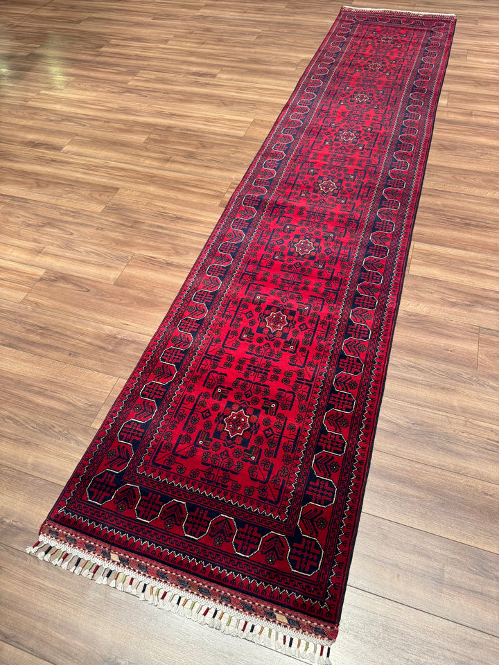 Afghan Rug Hamyap Runner Original Hand Woven Vegetable Dyed Wool 0.82x383 3.14 Square Meters - 3x13 ft