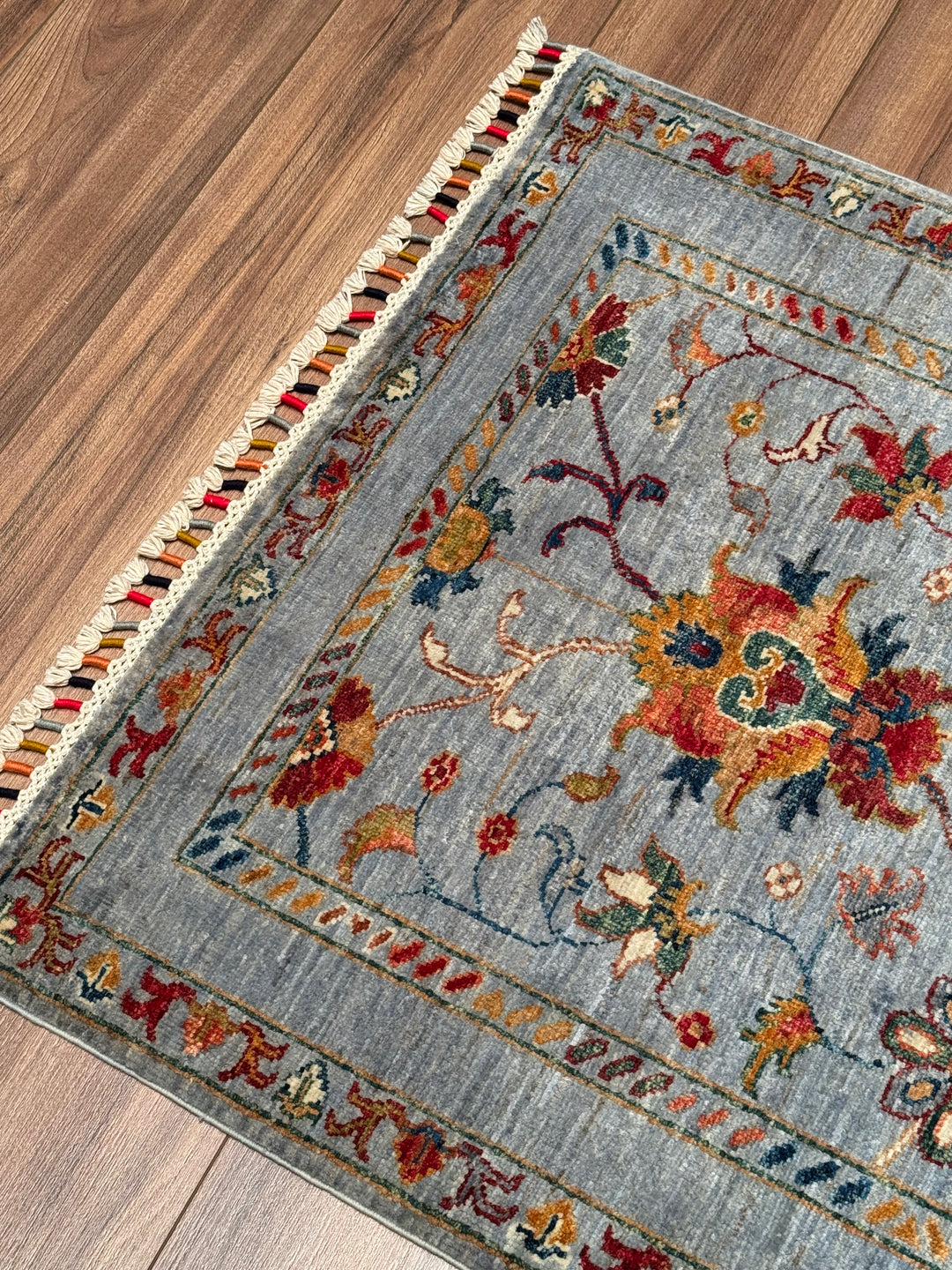 Sultani Binbirgece Orijinal El Dokuması Mavi Kök Boya Yün Halı 0.83x124 1.03 Metrekare - 3x4 ft