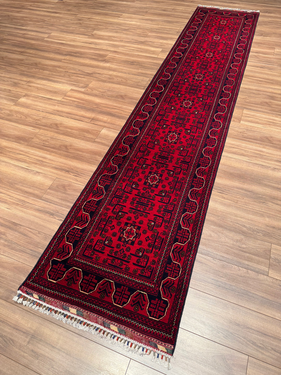Afghan Rug Hamyap Runner Original Hand Woven Vegetable Dyed Wool 0.79x382 3.02 Square Meters - 3x13 ft