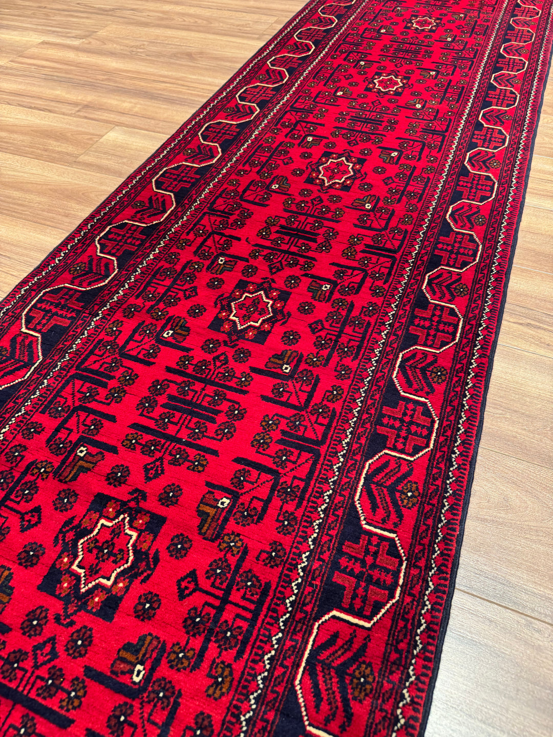 Afghan Rug Hamyap Runner Original Hand Woven Vegetable Dyed Wool 0.79x382 3.02 Square Meters - 3x13 ft