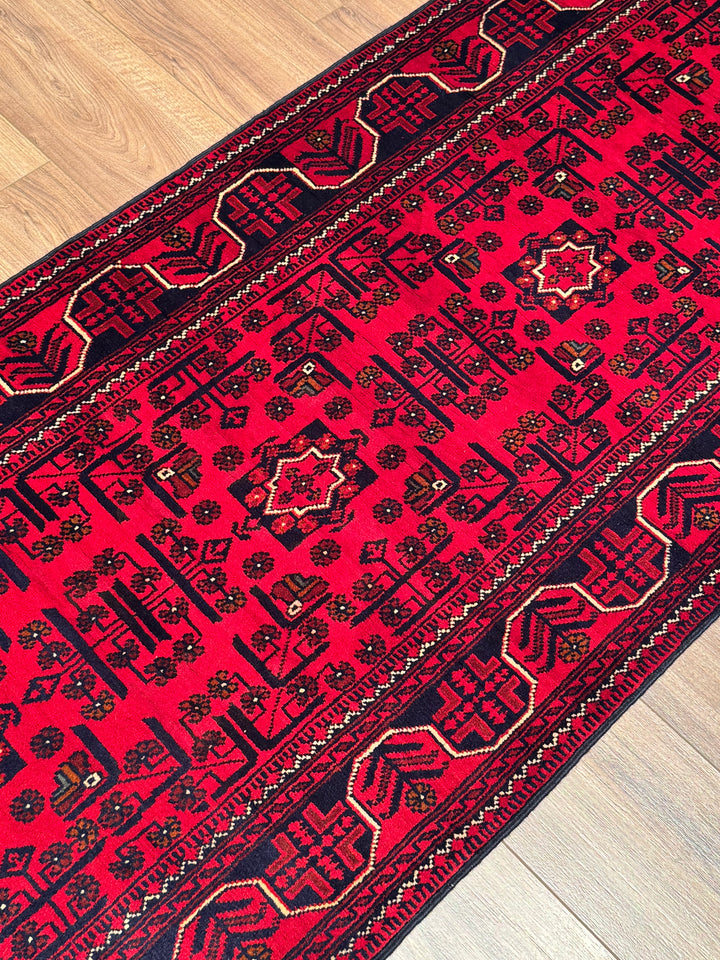 Afghan Rug Hamyap Runner Original Hand Woven Vegetable Dyed Wool 0.79x382 3.02 Square Meters - 3x13 ft