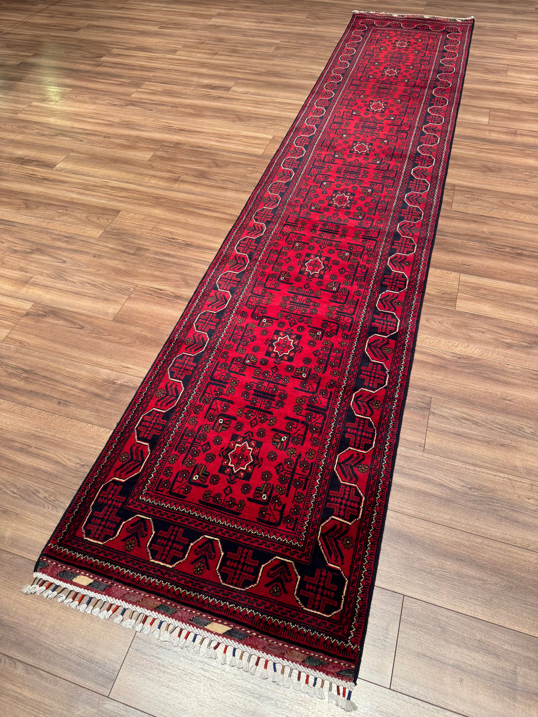 Afghan Rug Hamyap Runner Original Hand Woven Vegetable Dyed Wool 0.79x382 3.02 Square Meters - 3x13 ft
