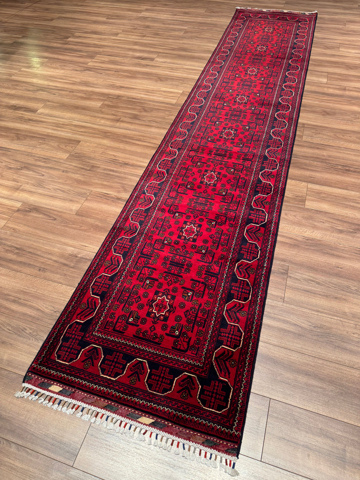 Afghan Rug Hamyap Runner Original Hand Woven Vegetable Dyed Wool 0.79x382 3.02 Square Meters - 3x13 ft