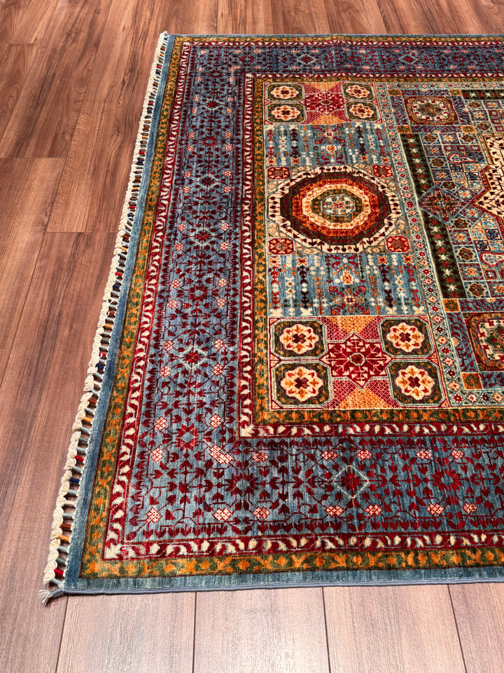 Memlük Orijinal El Dokuması Mavi Mor Kök Boya Yün Halı 175x236 4.13 Metrekare - 5x8 ft