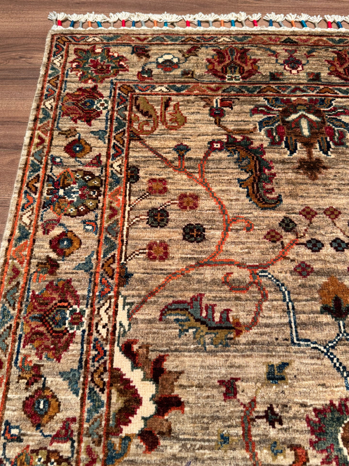 Sultani Binbirgece Original Hand-Woven Beige Vegetable Dyed Wool Carpet 0.89x126 1.12 Square Meters - 3x4 ft