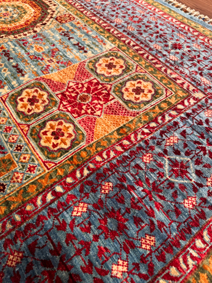 Memlük Orijinal El Dokuması Mavi Mor Kök Boya Yün Halı 175x236 4.13 Metrekare - 5x8 ft